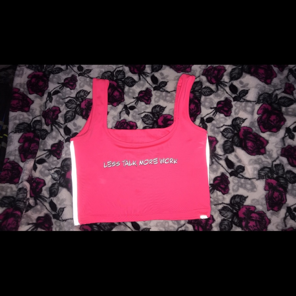 Less talk more work cropped top